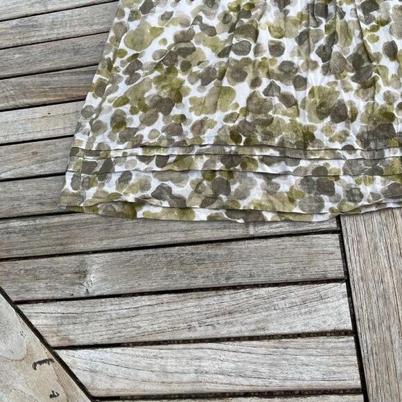 Anne Taylor Loft Womens Size 4 Mini Skirt Dotted Green Tan White Ruffled Lined - Picture 14 of 15